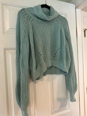 Kimchi Blue Mint Green Chunky Turtleneck Sweater